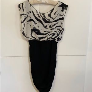 Alice + Olivia Black & White Ruched Dress